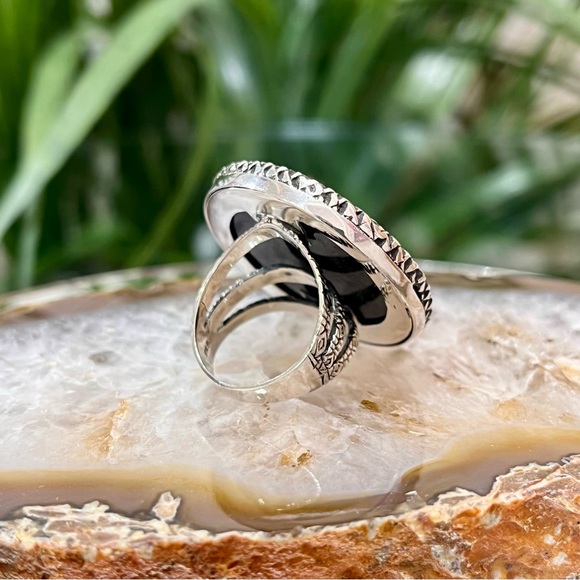 🐉 Abalone Shell Dragon and Lion Ring 🦁 in Sterling Silver Sz.7 - Picture 5 of 14